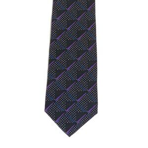 Harbour Classics Geometric Tie Men’s 57” Navy Blue Polyester Designer Wide Tie